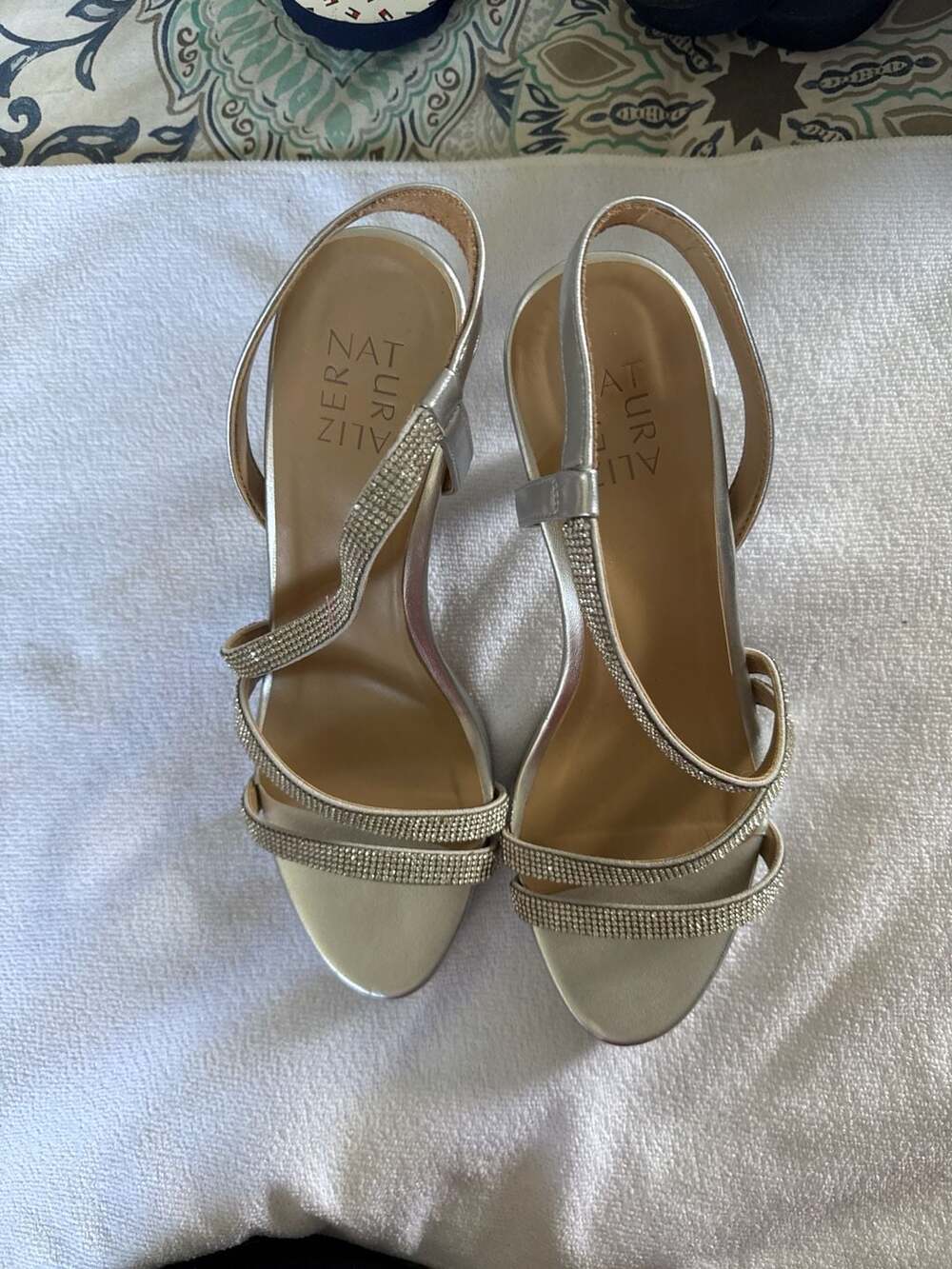 Naturalizer Women's Brenta Strappy Sandals Heel Silver